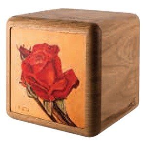 Red Rose Oak Wood Urn